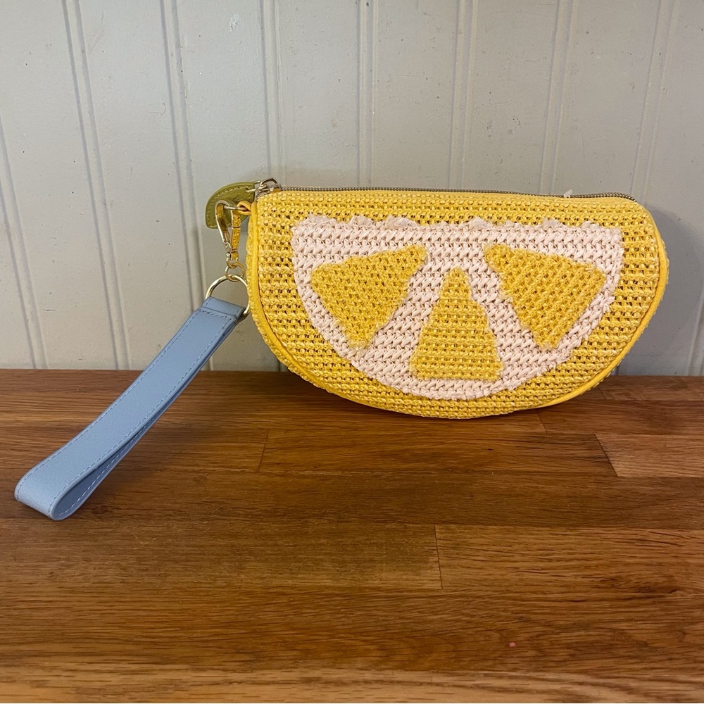NEW Bath & Body Works BBW Woven Lemon Clutch Wristlet